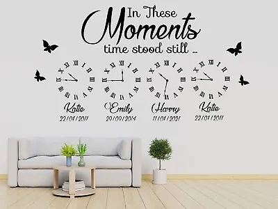 Family Quote Clocks Butterflies Childs Name Details Wedding Vinyl Wall Stickers  • £12.99