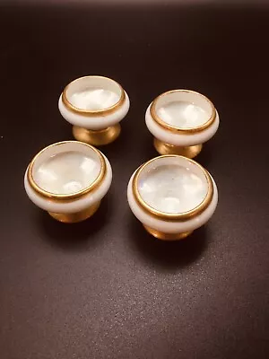 4 Vintage Vienna Austria China Porcelain Open Salt Cellars Dip Gold Trim Signed • $29.95