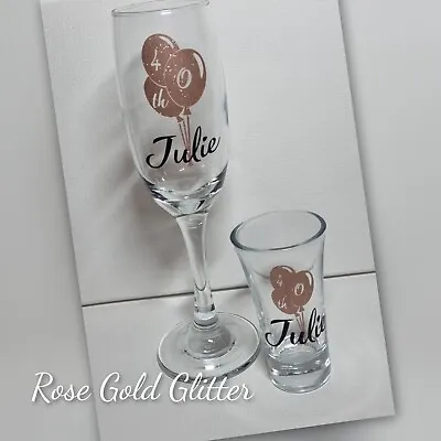 £6.99 • Buy Personalised Champagne Flute And Shot Glass Set Gift, Birthday 18th, 21st, 30th,