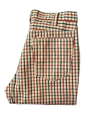 Levi Big E Gentlemans Jeans Mens Measured 31x33 Red White & Blue Plaid Vintage • $174.99