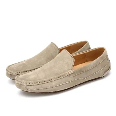 Handmade Suede Leather Man Loafers Casual Shoes Slip On Driving Shoes Moccasins • $36.38