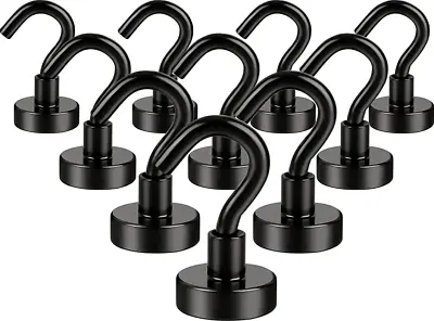 10 Pack Magnetic Hooks Heavy Duty Strong Black Magnet Hook For Home Office • $9.99