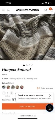 £85 • Buy 1.5 Mtr ANDREW MARTIN PAMPAS NATURAL STUNNING RRP£312
