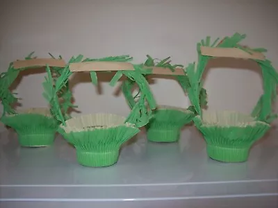 Vintage Easter Crepe Paper Party Nut Cups Candy Cups - NOS - Mint Green Set Of 4 • $24.99