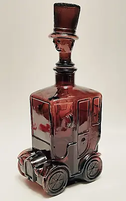 VTG Blown Dark Purple Glass Old Car Decanter Bottle Made In Taiwan 9 3/4  Tall • $19.95