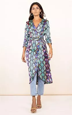 Dancing Leopard Women's Yondal Wrap Maxi Dress Snake Print Ladies Casual Outfit • £24.50