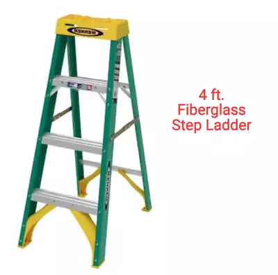 4 Ft. Fiberglass Step Ladder (8 Ft. Reach Height) With 225 Lb. Load Capacity  • $98.99