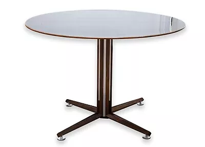 Edward Wormley For Dunbar Round Dining Table Rosewood And Chrome Black Formica • $5500