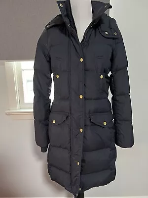 J. Crew Wintress Belted Down Puffer Coat In Navy — Missing Belt SZ XS • $65