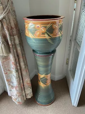 Ceramic Jardiniere With Stand & Pedestal Plant Pot. Excellent Condition. • £10