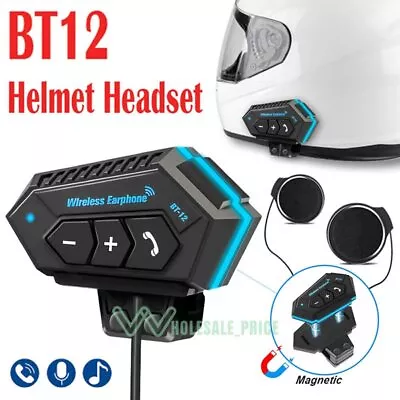Motorcycle Helmet Headset Wireless Bluetooth Headphone Speaker Hands-Free BT-12 • $29.29