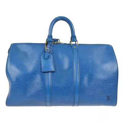 Louis Vuitton Blue Epi Keepall 45 Travel Duffle Handbag M42975 VI0910 KK00637 • $598