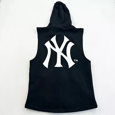 New York Yankees Jumper Mens Medium M Black MLB Full Zip Hoodie Sleeveless Adult • $10.24