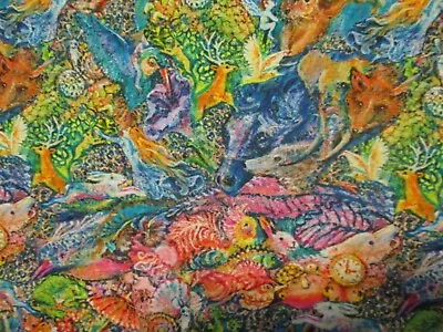Mythical Animal Faces Dragon Animals Ray Of Hope Cotton Fabric Fq • $3.75