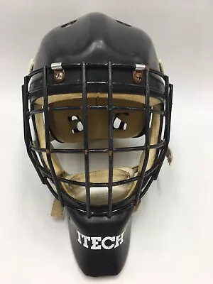 Vintage ITECH Black Hockey Goalie Helmet (Sz 6 3/4 - 7 1/8 Circum 21.2 - 22.5 ) • $79.95