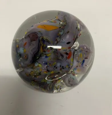$18.99 • Buy Collectible Blown Art Glass Paperweight Multicolored 3” Tall  3.5” In Diameter