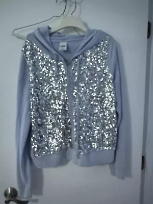 Victoria's Secret Pink Blue Bling Silver Sequin Full Zip  Hoodie Large • $40