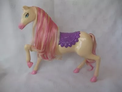 Barbie Beige Horse With Purple Saddle Blonde And Pink Mane & Tail Hair • $15