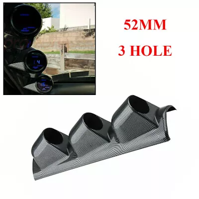 52mm 2  LHD Carbon Fiber Style Pod A-Pillar Triple 3-Hole Mount Gauge Holder • $18.08