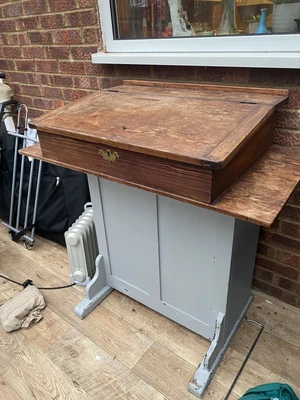 £35 • Buy Antique Wooden Lectern Reception Writing Teachers Standing Desk Podium