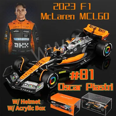 Bburago 1:43 2023 F1 McLaren MCL60 #81 Oscar Piastri Model Car W/ Helmet & Stand • $39.70