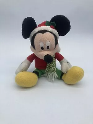 Disney MICKEY MOUSE CHRISTMAS HOLIDAY PLUSH 8  Tall Santa Hat Scarf Beanie • $10.62