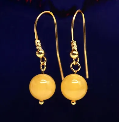 VTG Baltic Amber  Butterscotch / Egg Yolk Color  Earrings Gold Plated ST Silver • $29
