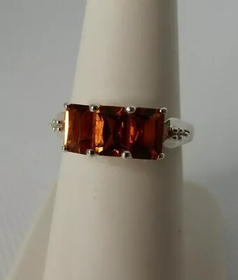 $59 • Buy Size 9 Genuine Madeira Citrine With White Zircon 925 Sterling Silver Ring 1.5cts