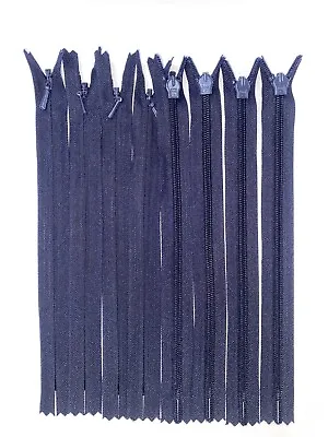 YKK Heavy Duty  Navy Blue Invisible Zips- 8 Inches (Small Runner) • £2.50