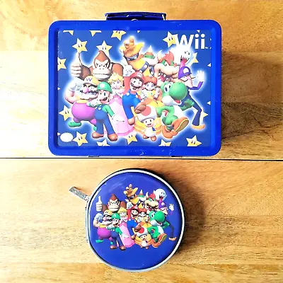 Nintendo Wii Starter Kit Metal Tin Lunch Box Super Mario Bros Blue 2007 Gaming • $19.99