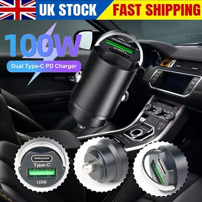 100W Ultra-Fast Car USB Charger Super Charge USB + TYPE C Lighter Socket Adapter • £5.74