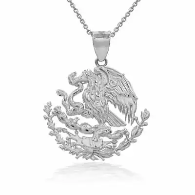 $39.99 • Buy .925 Sterling Silver Mexico Mexican Eagle Snake Cactus Aztec Pendant Necklace