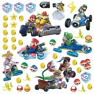 44 New MARIO KART 8 Wall Decals Nintendo Luigi Peach Yoshi Bowser Stickers Decor • $16.99