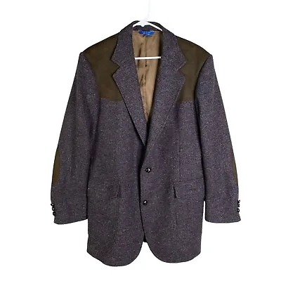 Vtg Pendleton Men's 2 Button Wool Tweed Blazer Coat Elbow Patches Brown 42 Long • $49