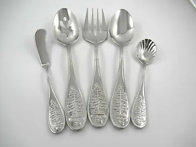 5 Pc Serving Set CHRISTMAS TREE (Large Tree) Spode Glossy Stainless Flatware • $79