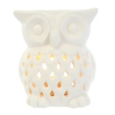 £10.99 • Buy White Ceramic Owl Deep Oil Wax Burner Tealight Holder Ornament Ideal Gift