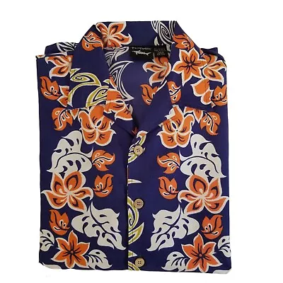 Hawaiian Shirt Panic Point L Luau Short Sleeve Beach Magnum PI Aloha Blue Orange • $16.95