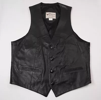 Vintage Continental Leather Fashions Vest Mens 42 Western Black USA Made Biker • $35