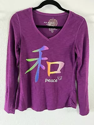 ECO Yoga Plum Purple Long Sleeve Top Size S Organic Sustainable Cotton Stretch • $13