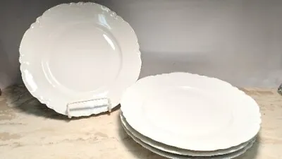 4 Antique Habsburg Dinner Plates China Austria White Racine Scalloped 9.5   • $49.98