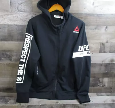 UFC Hoodie Mens Medium Black MMA Full Zip Sweatshirt Reebok Speedwick Active • $29.99