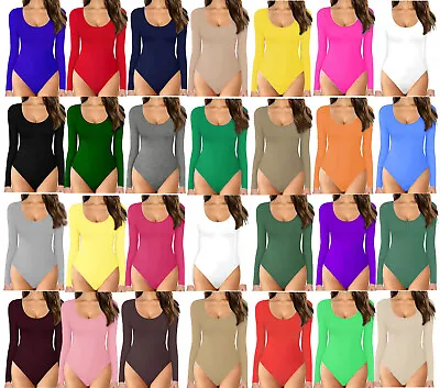 £7.49 • Buy Women Ladies Long Sleeve Leotard Bodysuit Top Stretch Body Top Tee Shirt 8-14