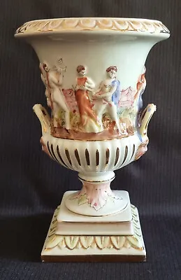 Large Vintage Keramos R. Capodimonte Italy Twin Handle Porcelain Vase 25cms • $320