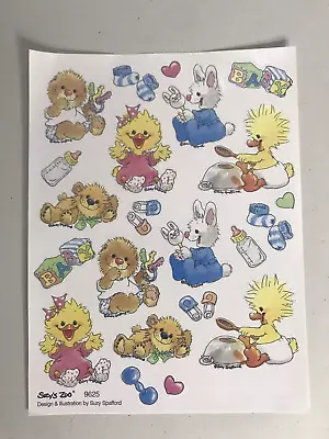 Vintage Suzy’s Zoo 1 Sticker Sheet Baby Babies Animal 9625 Bottle Rattle Blocks • $4