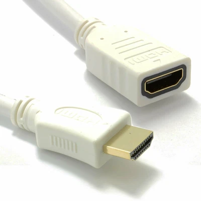 £2.84 • Buy White HDMI 1.4 High Speed 3D TV Short Extension Lead Male Female Cable 0.25m