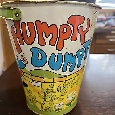  Vintage Ohio Art Metal Tin Humpty Dumpty Sand Pail Bucket With Handle • $29.99