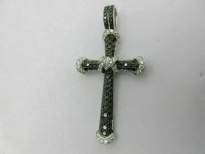 2Ct Round Cut Created Black Diamond Men's Cross Pendant In 925 Sterling Silver • $111.99