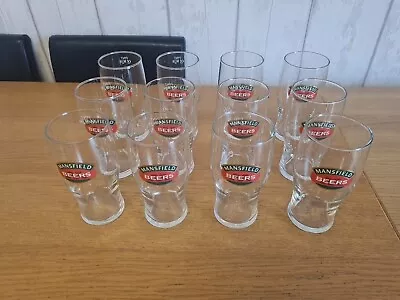 12 X Mansfield Brewery New Mansfield Beers Pint Glasses Homebar Mancave • £3