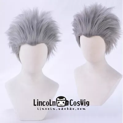 Devil May Cry 5 Vergil Cosplay Silver Gray Slicked-Back Wig Short Hair W/Hairnet • $19.31