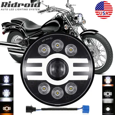 7 Inch Round Motorcycle LED Headlight Hi/Lo Beam Turn Signal DRL Lamp For Harley • $35.99